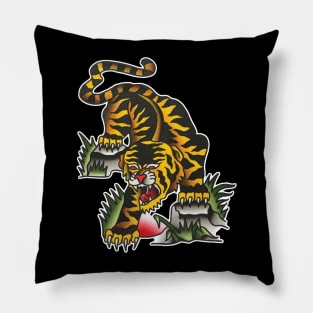 Crawling Tiger Tattoo Design Pillow