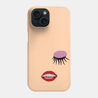 woman lips, vampire teeth and eyelashes Phone Case