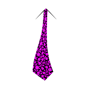 Retro Necktie Fashion Statement - Magenta and Black Vintage Floral T-Shirt