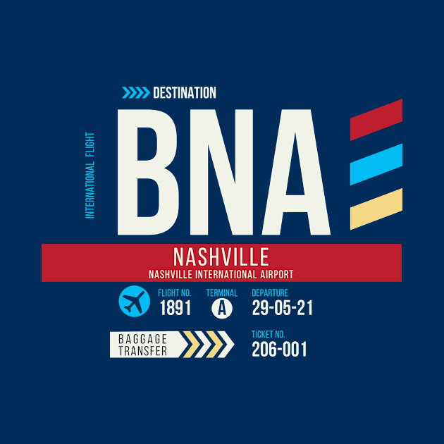 Nashville (BNA) Airport Code Baggage Tag C by SLAG_Creative