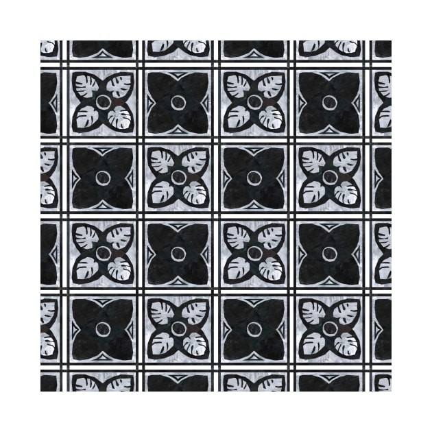 Square flowers - black and grey (large scale) by crumpetsandcrabsticks