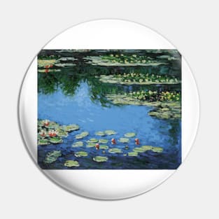Water Lilies, Harmony in Blue by Claude Monet Pin