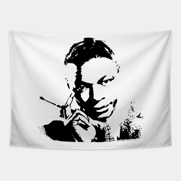 Nat King Cole pop art portrait Tapestry by phatvo