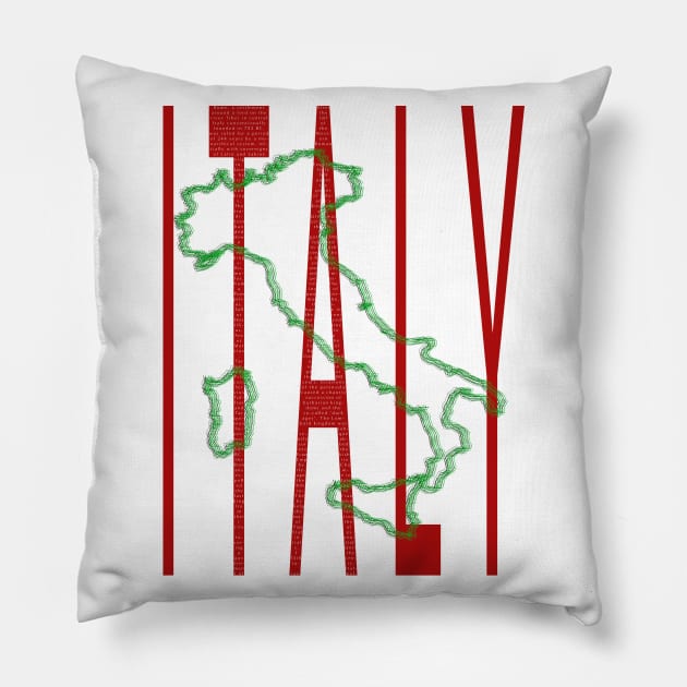 Italy Text And Map Pillow by Raimondi