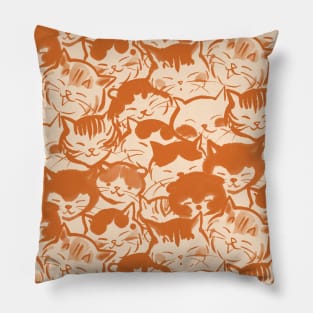 Happy cats faces (orange) Pillow
