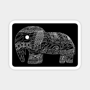 black elephant in kawaii mexican patterns ecopop Magnet