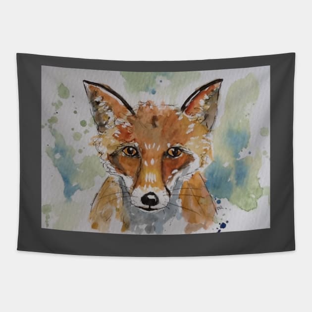 Red Fox Portrait Tapestry by DebTheZeb