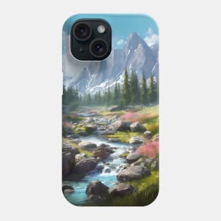 Natural Ecstasy: Enchanting Panoramic View of Mountains, Streams and Trees in a Magical World Phone Case