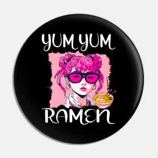 Anime Girl Loves Ramen Pin