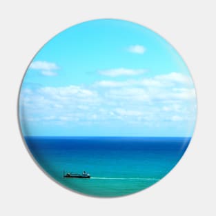 Heavenly view of the Adriatic Sea in Ortona with intensifying color and a boat Pin