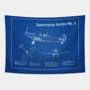 Supermarine Spitfire Mk. II - Airplane Blueprint - AD Tapestry