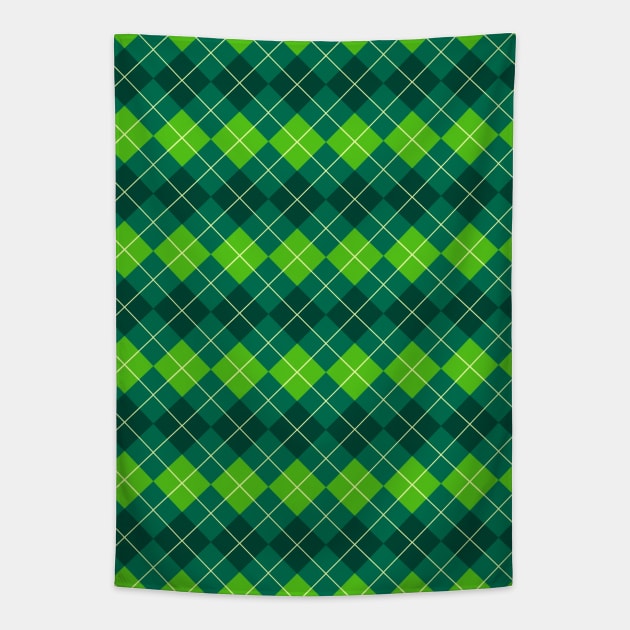 Green Argyle Pattern Tapestry by saradaboru