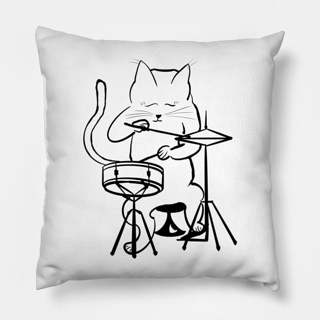 Cat at Tat Tat (Black) Pillow by TheCoatesCloset