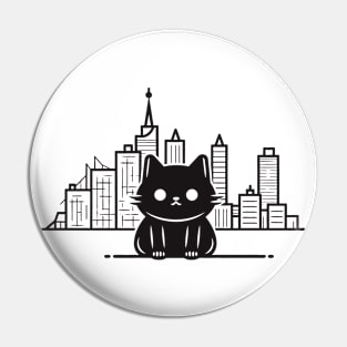 Cat Cityscape Furry Cute Vector Graphic Pin