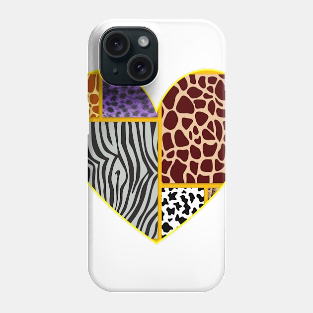 Love Heart Shape Jungle Print Design Phone Case by Girl Gang Leader