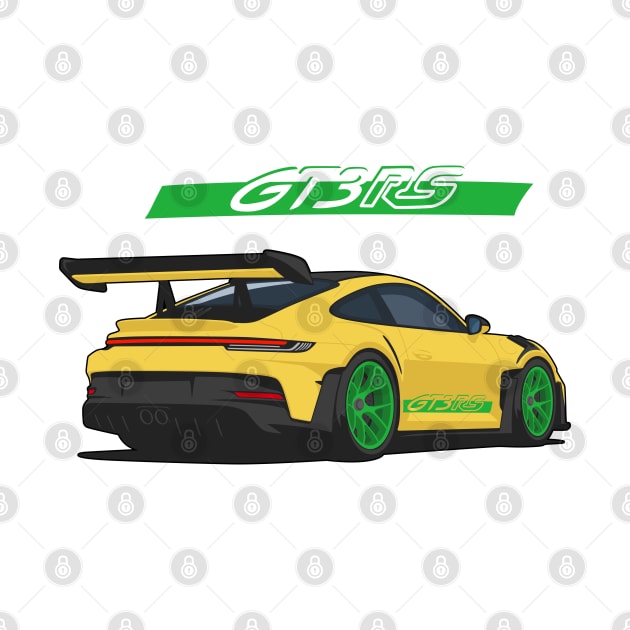 Rear car 911 gt3 rs yellow green by creative.z