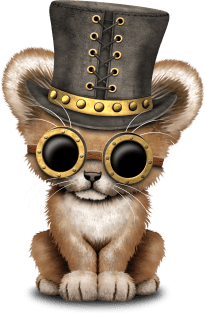 Steampunk Baby Lion Cub Magnet