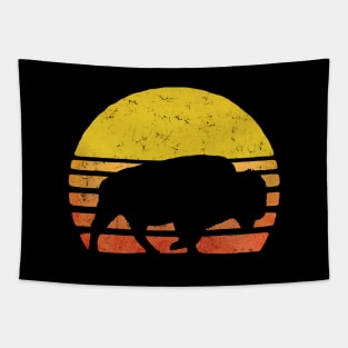 Retro American bison Buffalo Sunset Tapestry