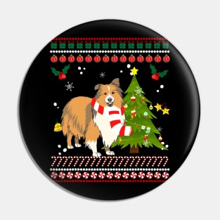 Shetland Sheepdog Reindeer Christmas Pin