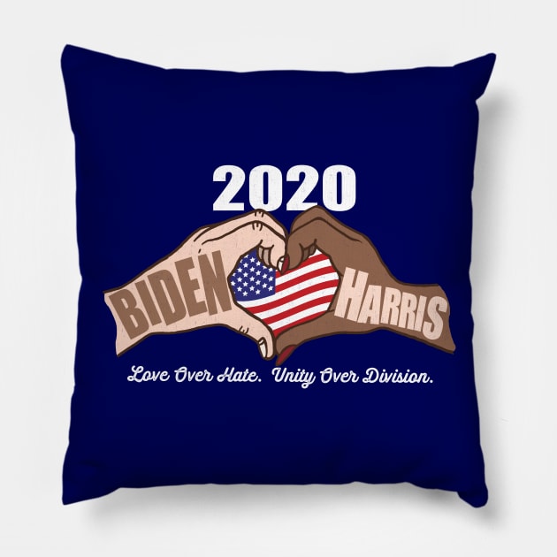 Biden Harris 2020 Hands In Heart Shape Pillow by Jitterfly