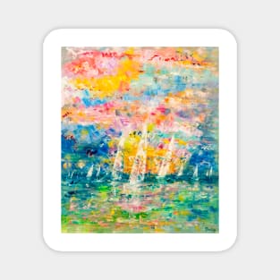 Sailing regatta at the end of the day Magnet