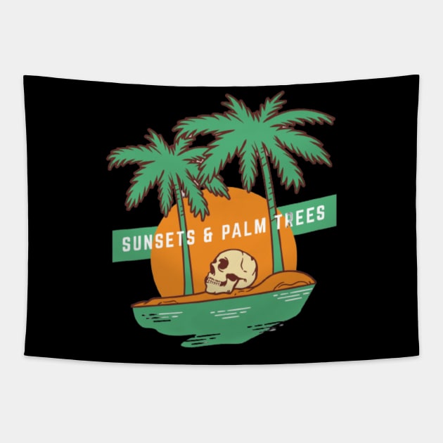 Sunesets palm trees Tapestry by horse face