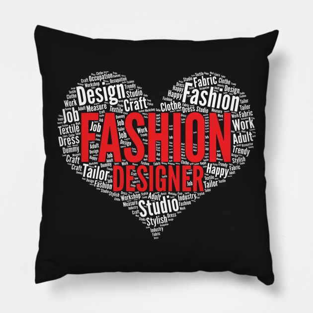 Fashion Designer Heart Shape Word Cloud Design product Pillow by theodoros20