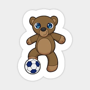 Bear as Soccer player with Soccer ball Magnet