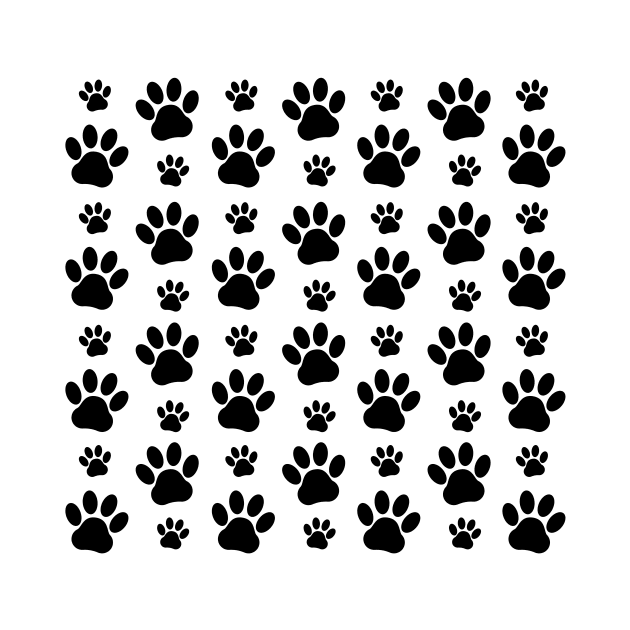 Paw Pattern, Dog Paws, Paw Prints, Black and White by Jelena Dunčević