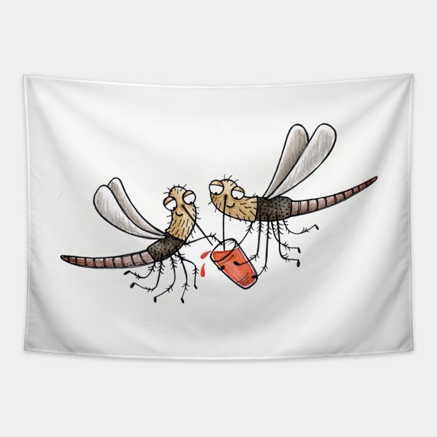 Blutcocktail - Blood Cocktail - Mücke - Mosquito - Midge Tapestry by JunieMond