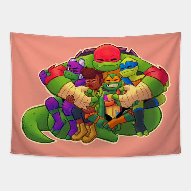 Family hugs Tapestry by Ava Piglet