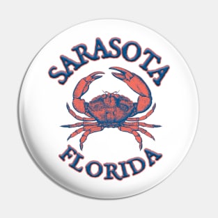 Sarasota, Florida with Stone Crab on Wind Rose (Two-Sided) Pin