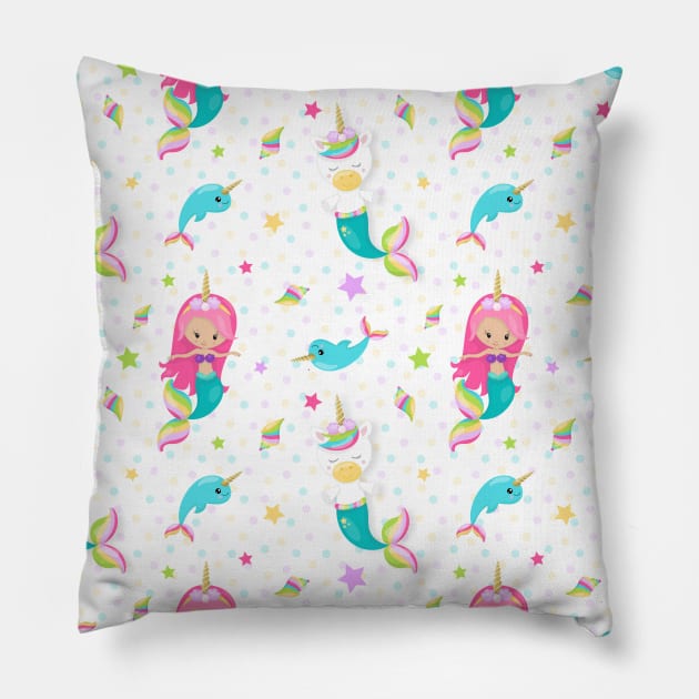 Cute Mermaid Pattern Pillow by epiclovedesigns