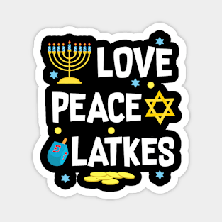 Love Peace Latkes Hanukkah Chanukah Jewish Funny Magnet