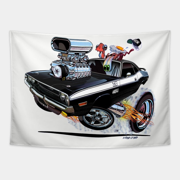 Vince Crain High Octane black 1970 Dodge Challenger Tapestry by vincecrain