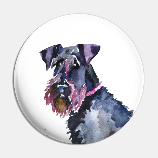 Watercolor Giant Schnauzer - Dog Lovers Pin by Edd Paint Something