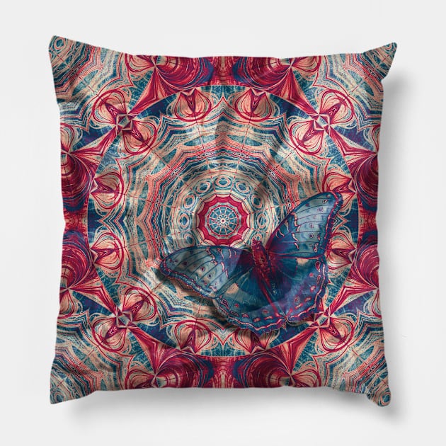 Luminous camouflaged butterfly Pillow by hereswendy