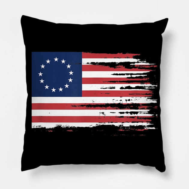 4th of July Patriotic Betsy Ross battle flag 13 colonies Pillow by Haley Tokey