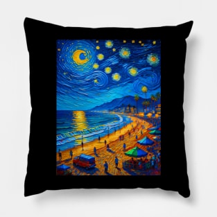 Santa Monica at starry night Pillow