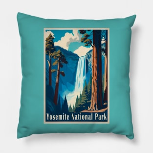 Yosemite National Park Vintage Travel Poster Pillow