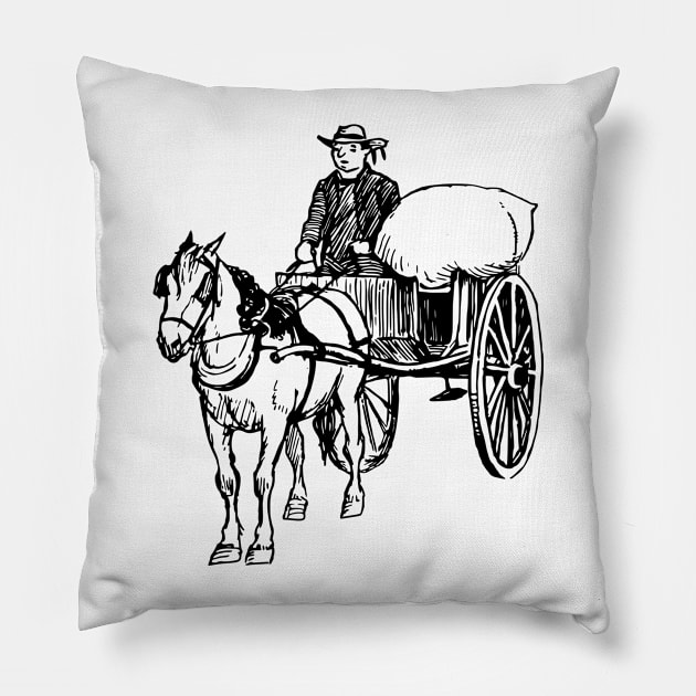 Horse and Carrier Pillow by linesdesigns