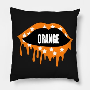 bleed orange lips with stars Pillow