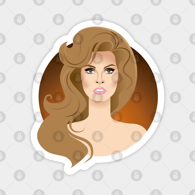 Raquel Welch Magnet by AlejandroMogolloArt