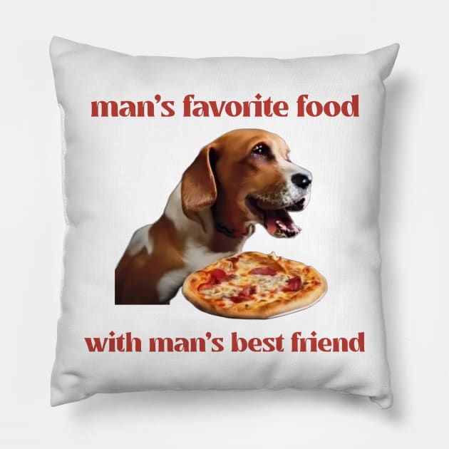 Man's Favorite Food & Friend Pillow by FreakyTees