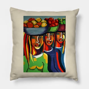 African Traditional Tribal Women Abstract Art Canvas Painting 7 Pillow