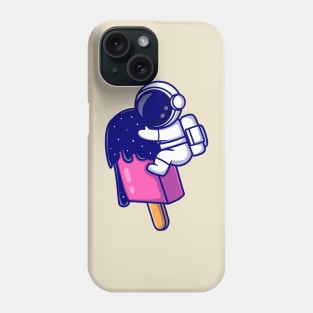 Cute Astronaut With Ice Cream Popsicle Space Cartoon Phone Case