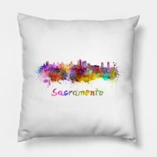 Sacramento skyline in watercolor Pillow