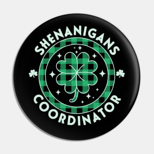 Shenanigans Coordinator Funny Teacher St Patrick's Day Plaid Pin