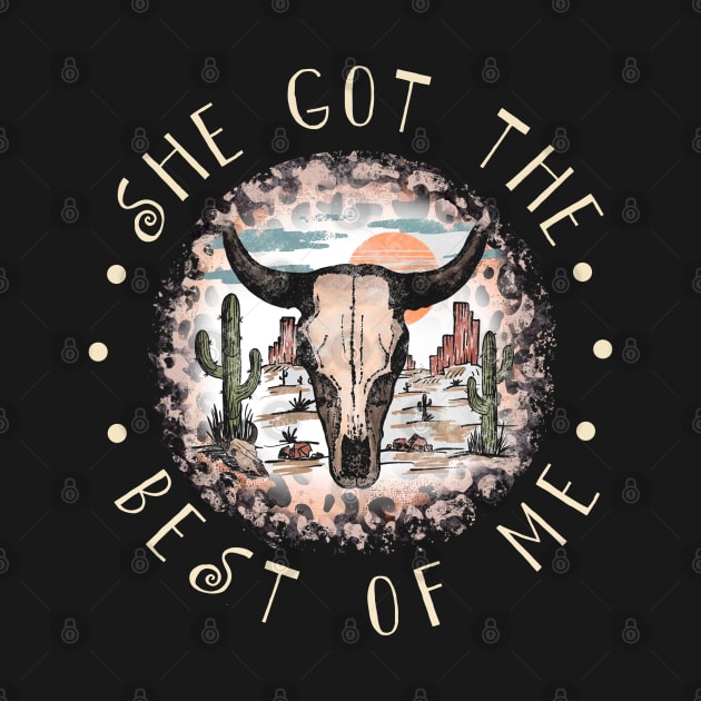 She Got The Best Of Me Country Music Leopard Bull Cactus by Monster Gaming