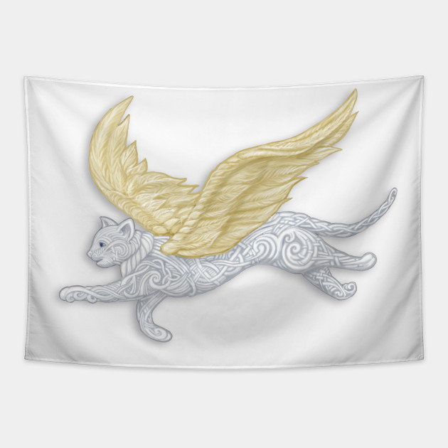 Flight Of Fancy Winged Cat Winged Cat Tapestry Teepublic